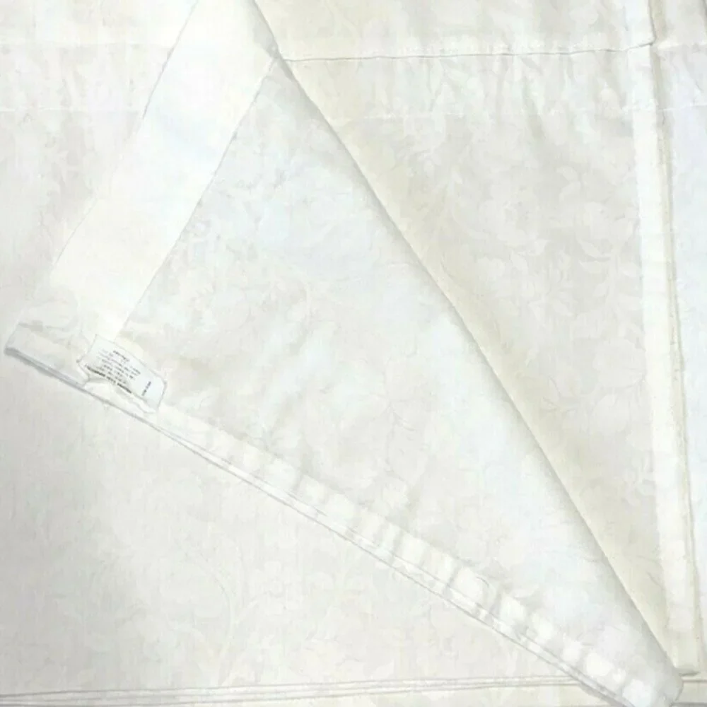 Vintage 70s JC Penney White Valance Curtain Wide Luxury Rare Solid Floral Print